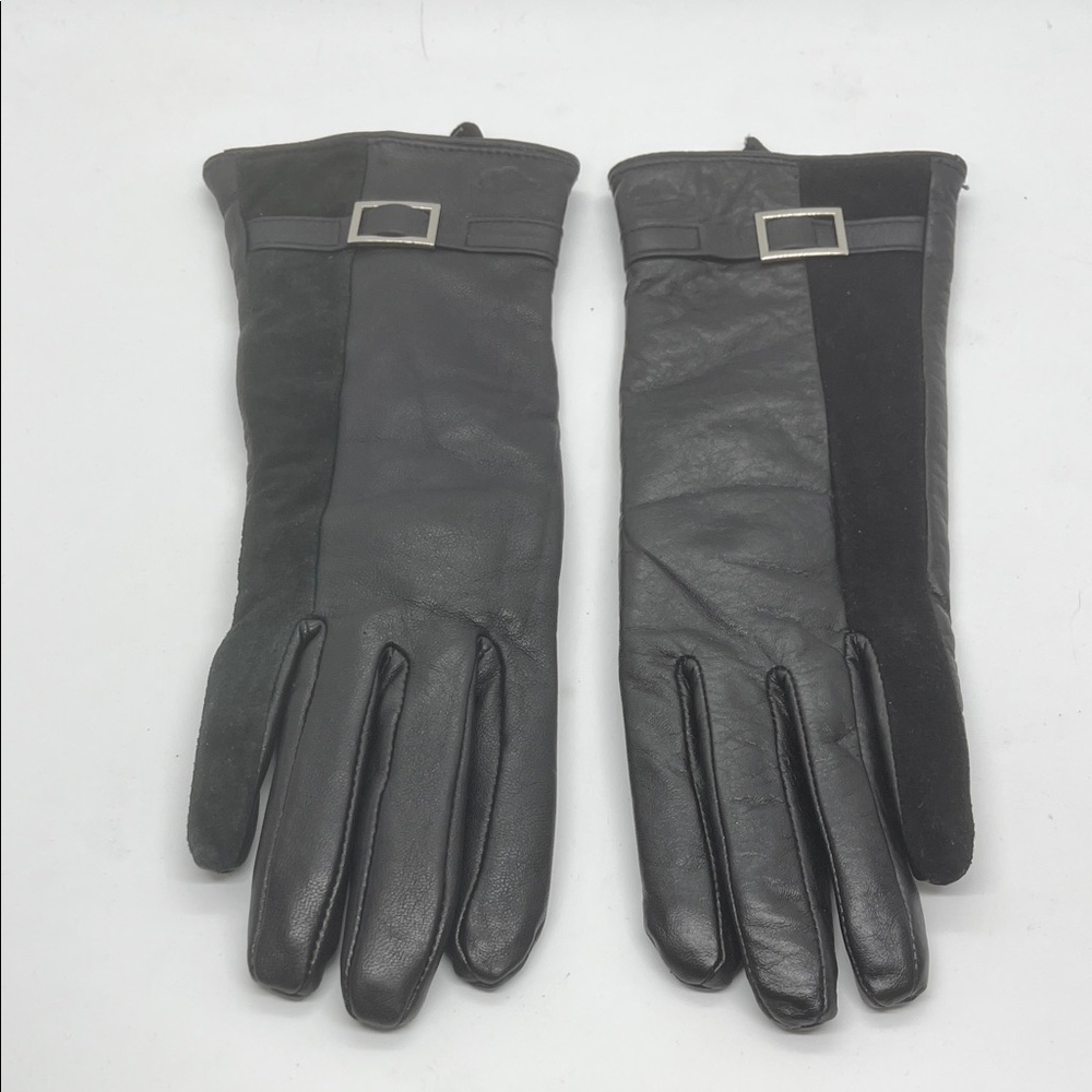 Roots Black Leather/Suede Gloves